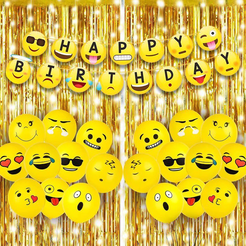 ZAMBOOREE Emoji Theme Birthday Set for Kids,Boys,Girls Supplies/ Birthday Decoration Items  (Set of 46)