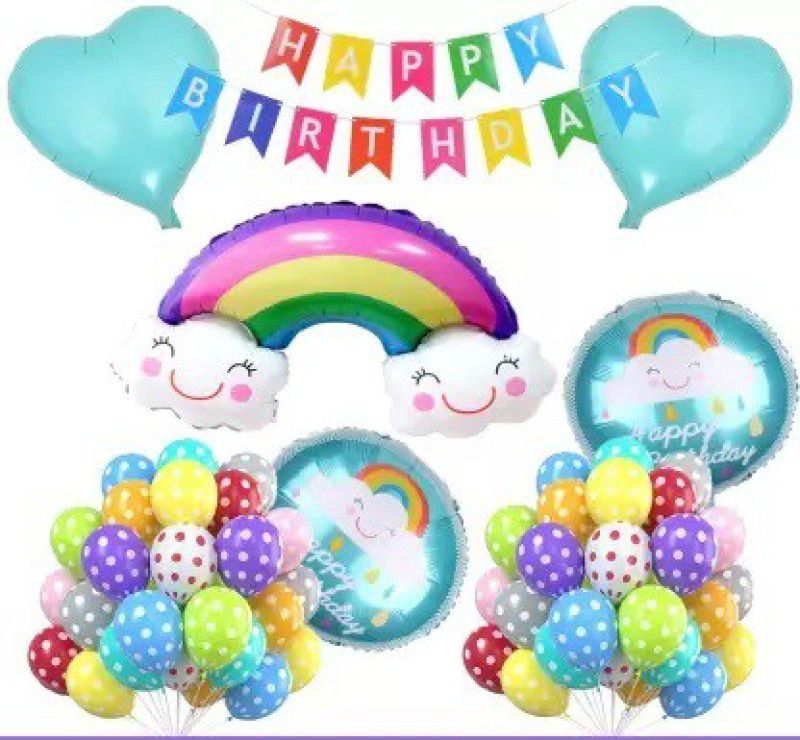 Shmaya rainbow theme multicolor birthday combo-pack of 50  (Set of 50)