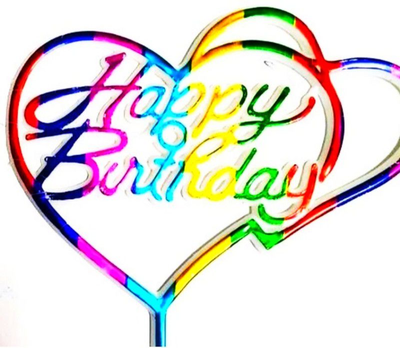 Super Easy 30pcs Multicolor Heart Shaped Plastic Happy Birthday Cake Topper for Boys & Girl  (Set of 30)