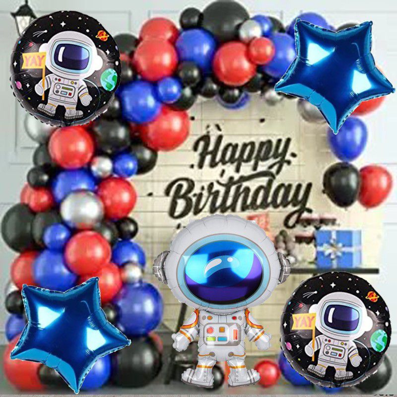 Aoes Astronaut Theme Birthday Decoration Foil Balloon Combo kit For Kids  (Set of 45)