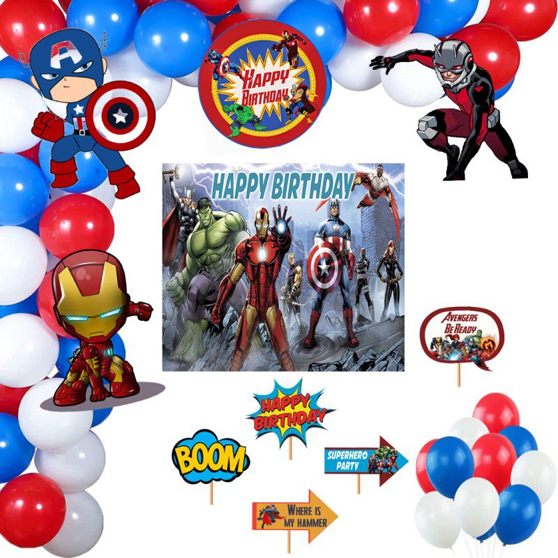 Theme My Party Avengers Theme Birthday Party Combo Kit  (Set of 50)