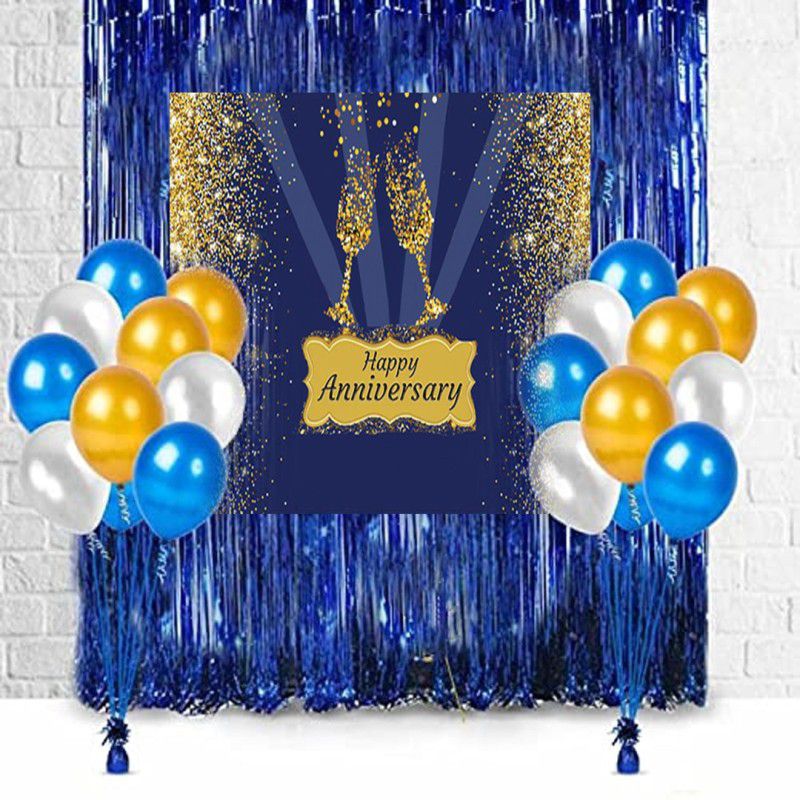 Theme My Party Blue Anniversary Decoration kit 3  (Set of 28)