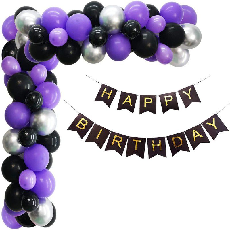 R G ACCESORIES 31pcs purple silver happy birthday decoration combo pack for birthday decoration  (Set of 31)