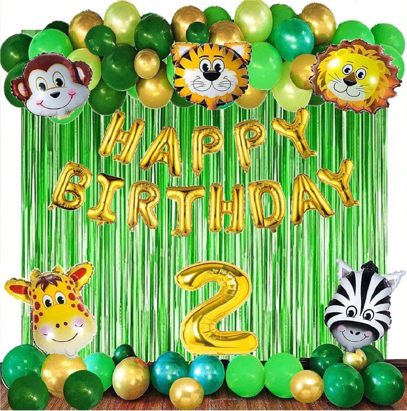 Fun and Flex JUNGLE THEME Birthday Party Decoration Kit For babyshower bday Party for Kids  (Set of 50)