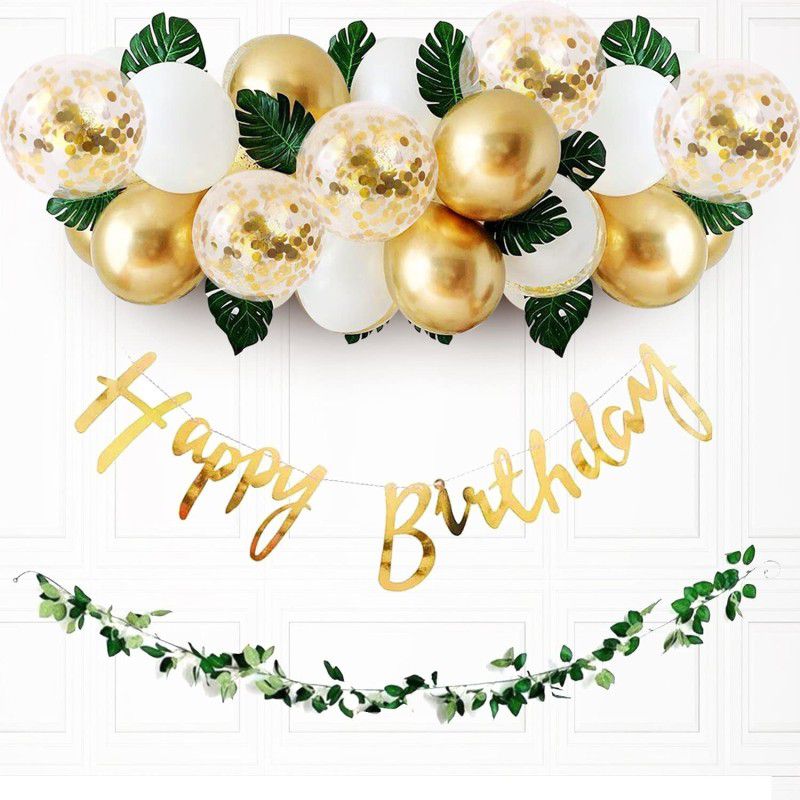 party assets Golden Happy Birthday Decoration Combo  (Set of 36)