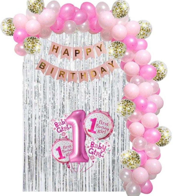 Fun and Flex Girl Happy Birthday Foil Balloon, Balloons Combo Birthday Supplies (109 Pcs)  (Set of 109)