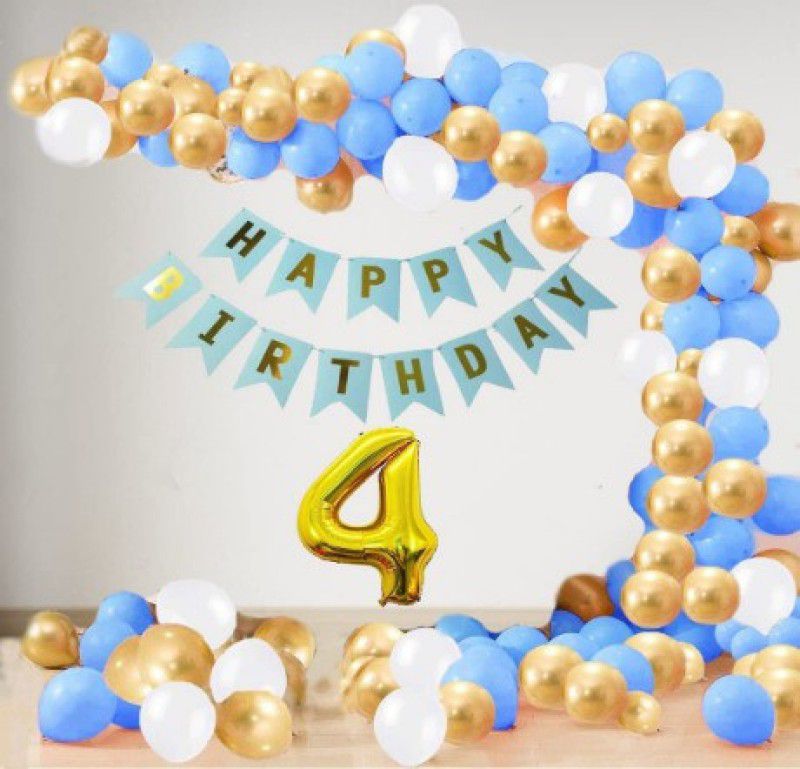 Bloomsevent Premium Quality 1st Birthday Decoration Set with Latex & Metallic Balloon  (Set of 48)