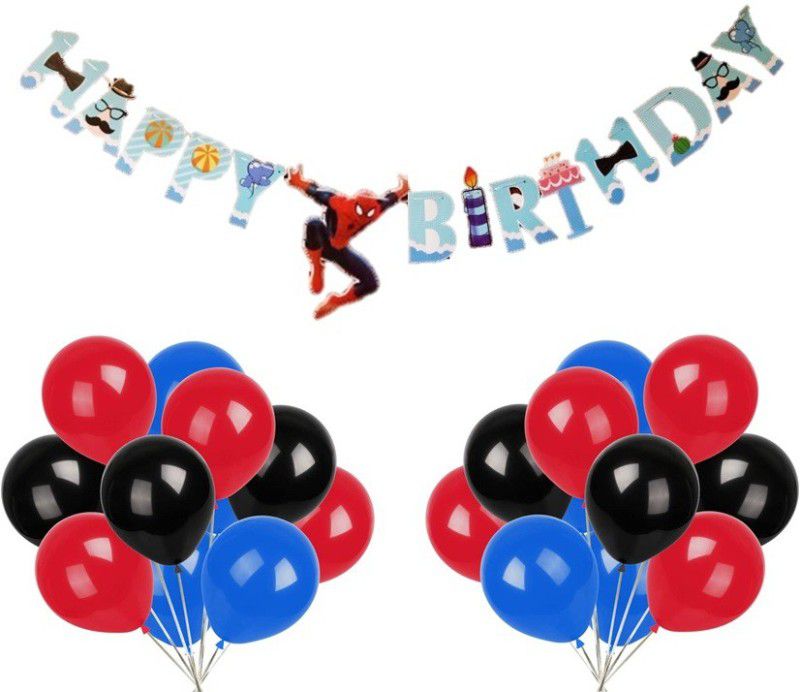 Bash N Splash Spiderman Theme Birthday Decorations Kit Combo of 25 Pcs for Baby Kids Boys  (Set of 25)