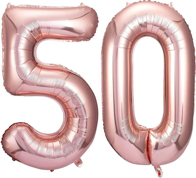 PopTheParty Rose Gold 50 Number Balloons Big Giant Jumbo Large Number 42"  (Set of 2)