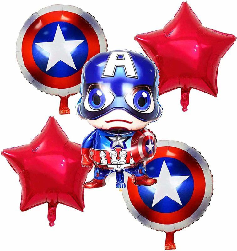 RTB Enterprises Captain America Foil Balloon Bouquet 5Pcs Set, Avengers Theme Birthday Balloon for Party Decoration, Celebration  (Set of 1)