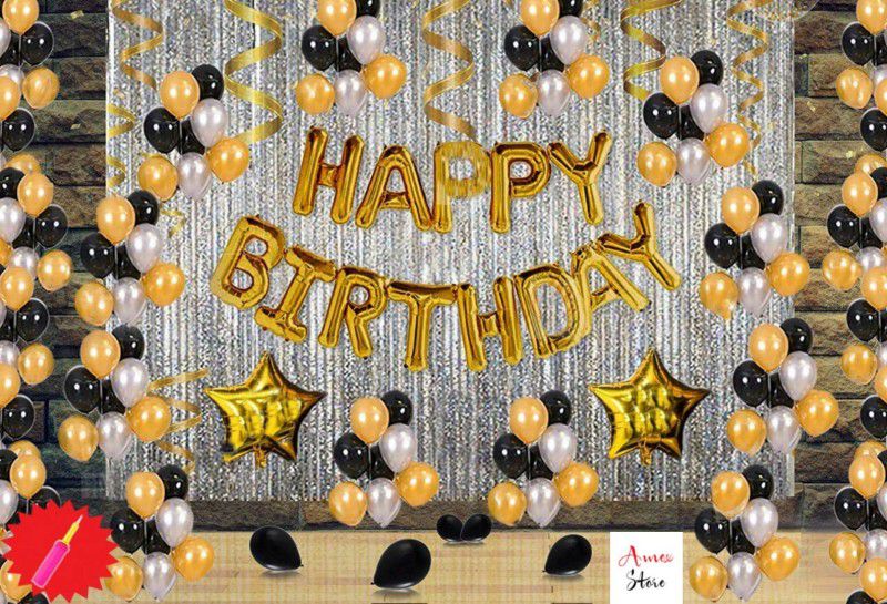AMEX STORE Happy Birthday Decorations Kit / Items | Birthday Theme Decorations Combo Balloon | Party Celebration  (Set of 118)