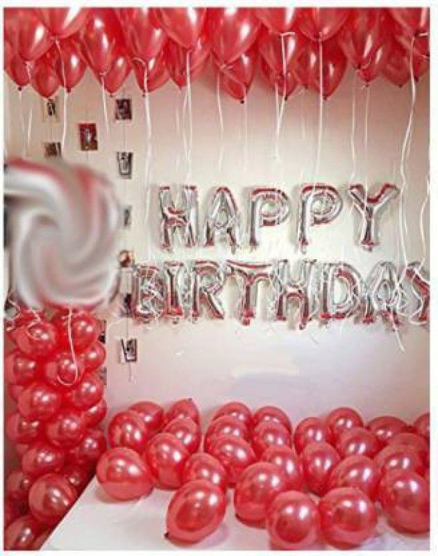 ADORNIO HAPPY BIRTHDAY DECORATION FOIL BALLOONS(13 pcs letters)+30 pcs Metallic balloons  (Set of 43)