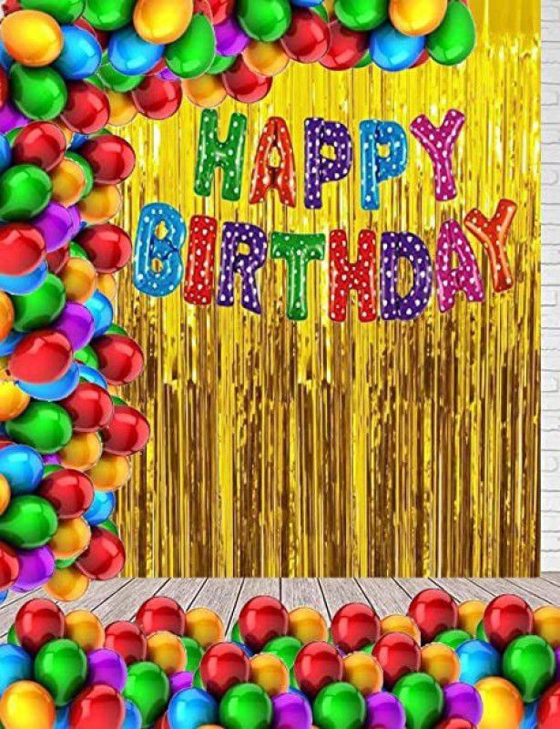 Juneja Enterprises Happy Birthday Multi Dot Foil Letter Balloon With HD Multi Metallic Balloons  (Set of 45)