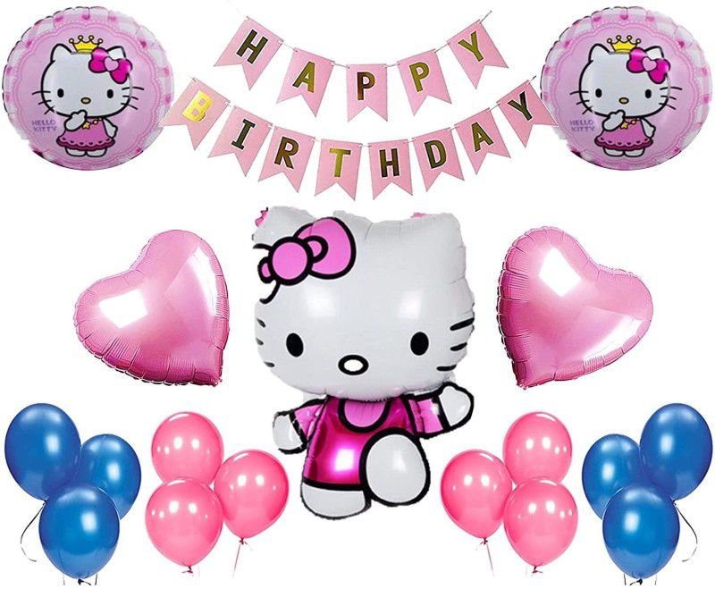 NVRV HAPPY BIRTHDAY DECORATION COMBO FOR KIDS & ADULTS BIRTHDAY PARTY SUPPLIES THEME OF HELLO KITTY  (Set of 26)