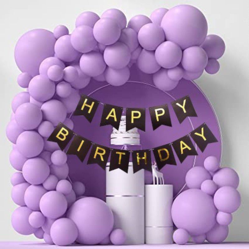 R G ACCESORIES 31pcs purple happy birthday decoration combo pack for birthday decoration  (Set of 31)