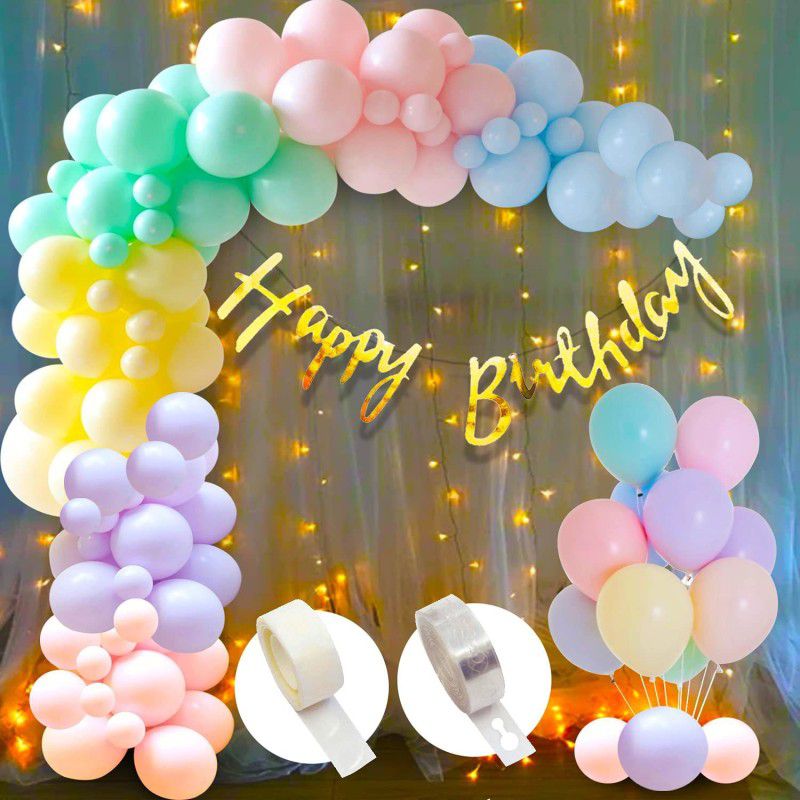 1iAM Happy Birthday Combo with HD Metallic ballon,Banner,Fairy light  (Set of 44)