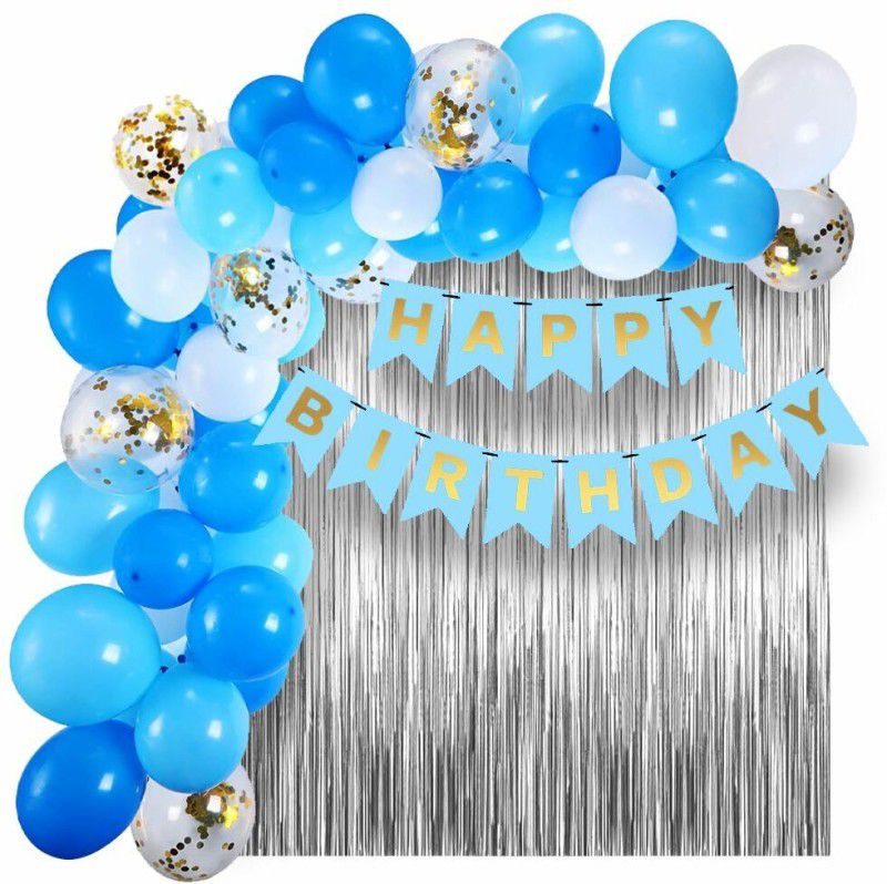 PopTheParty Happy Birthday Banner Kit Light Blue  (Set of 38)