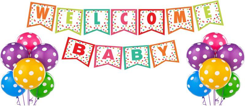 FUNCART Welcome Baby Birthday Decoration (Multicolor) for Birthday Decoration/Party Decoration/Baby Shower/Baby Arrival  (Set of 51)