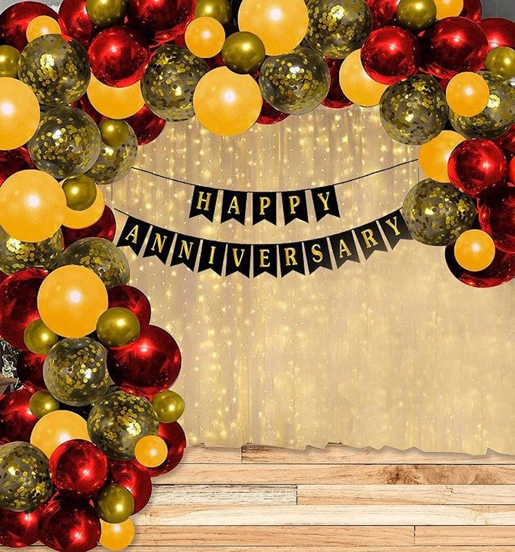 THE AMEX COMPANY Happy Anniversary Decorations Kit / Items | Anniversary Theme Decorations Combo Balloon | Party Celebration  (Set of 41)