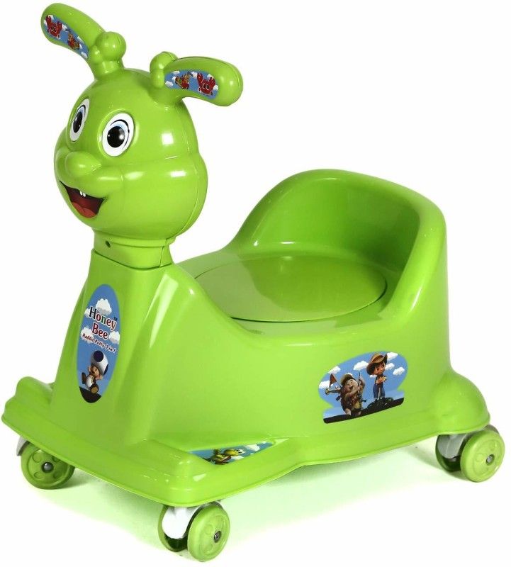 Goyal's Rabbit Style Potty Seat Rider with Wheel and Removable Bowl for Kids (Green) Potty Box  (Green)