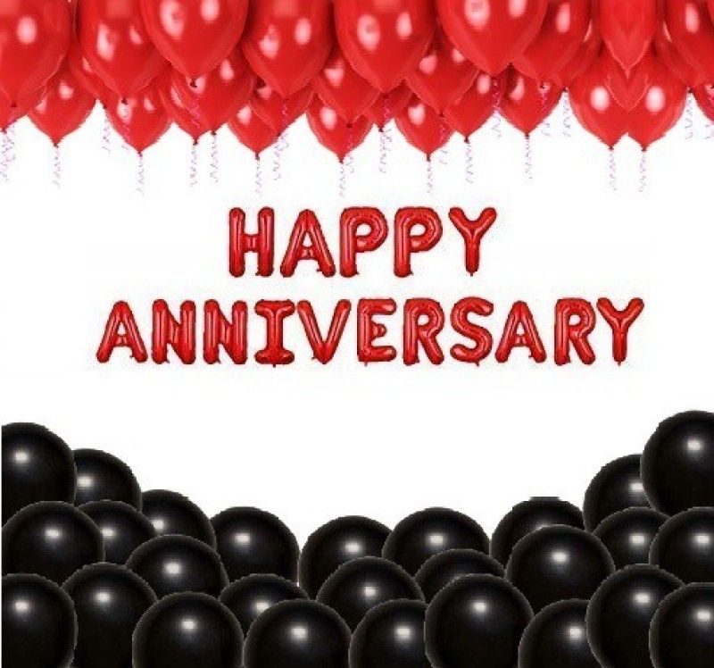 R G ACCESORIES Red golden black anniversary decoration balloon combo set of 67 for Anniversary  (Set of 61)