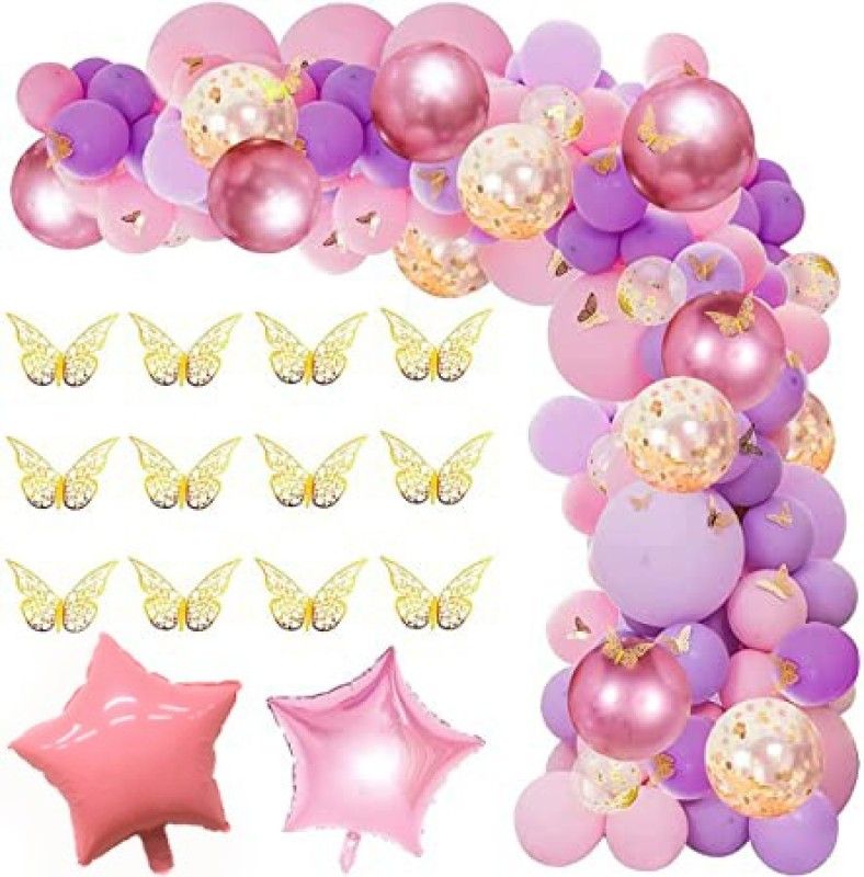 AMFIN Pink Purple Balloons for Decoration  (Set of 126)