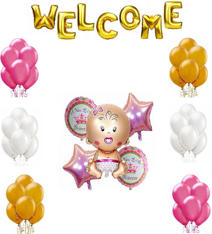Tiank Innovation Welcome Baby Shower Foil Balloons Party Decoration Kids  (Set of 37)