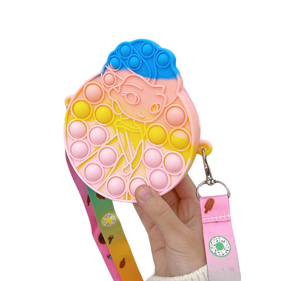 Children’s Cartoon Zipper Cross-body Bag Girl’s Creative Press Bubble Silicone Fidget Toys Bags