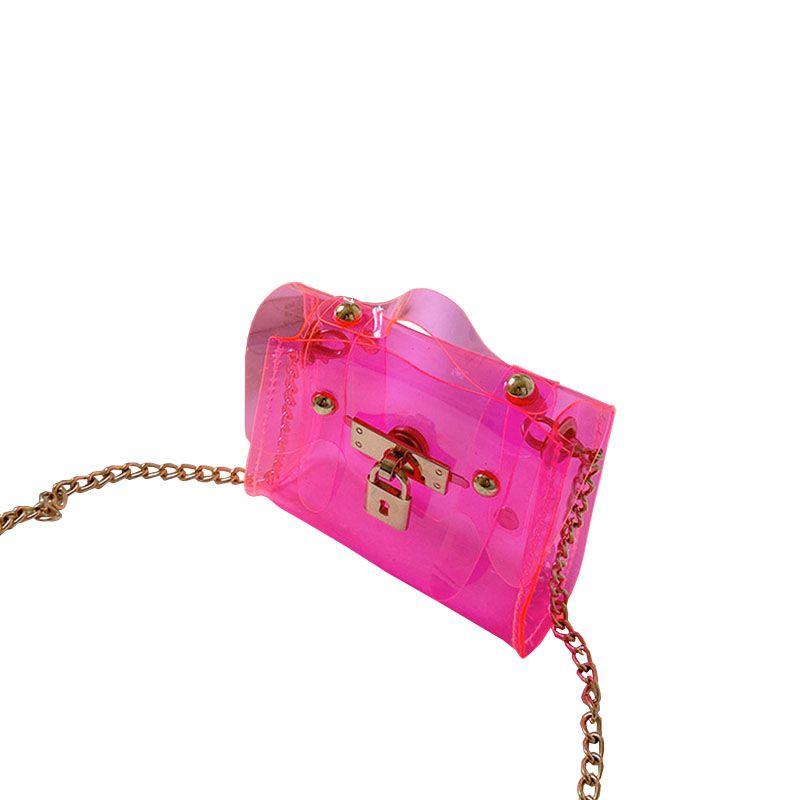 Little Girls Clear Crossbody Purse, Cute Candy Color Shoulder Bag Handbag with Chain Strap