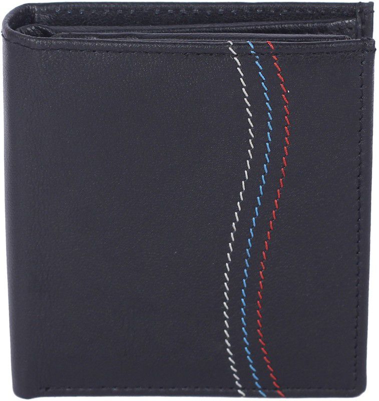 Men Black Genuine Leather RFID Wallet - Mini  (7 Card Slots)