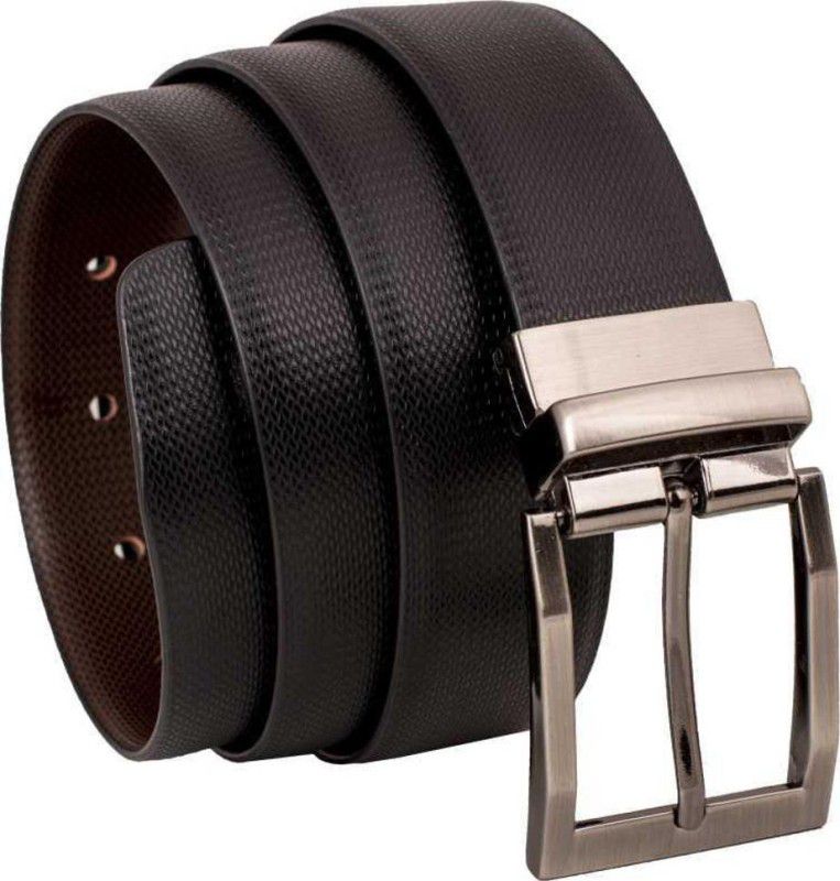 Men Formal Black Artificial Leather Reversible Belt