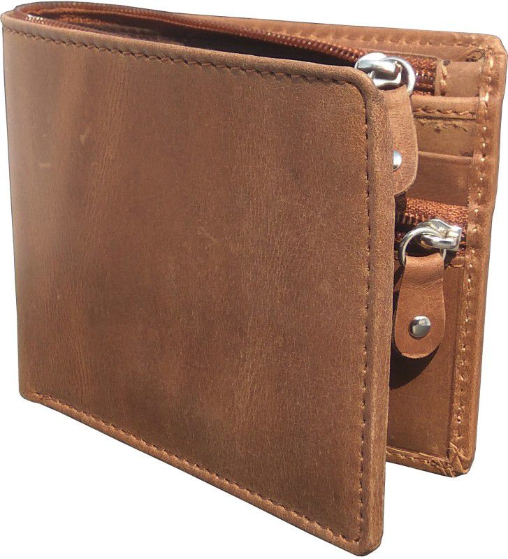 Men Brown Genuine Leather RFID Wallet - Regular Size  (3 Card Slots)