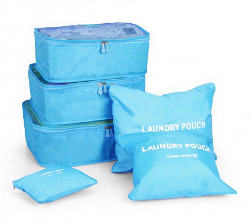 6Pcs Travel Storage Bags Clothes Packing Cubes Luggage Organizer Pouch Small Travel Bag - Standard  (Blue)