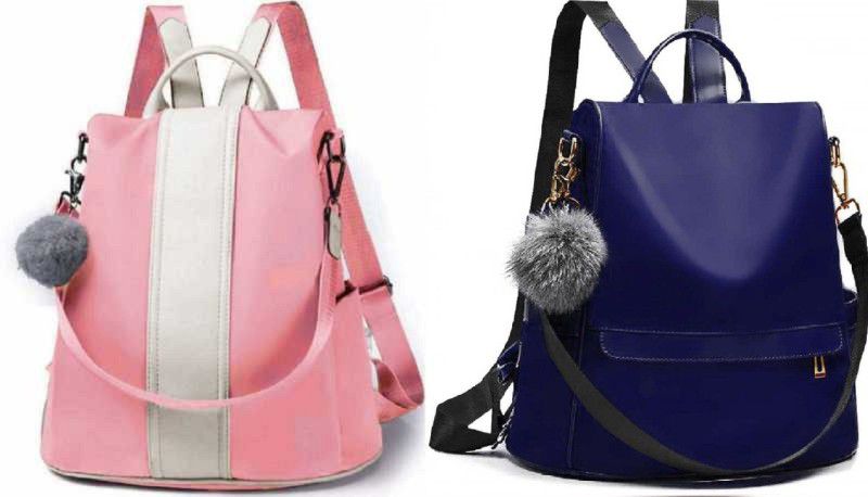 Latest Pu Leather Trendy Backpack Used For Women & Girls Backpack 7 L Backpack  (Pink, Blue)