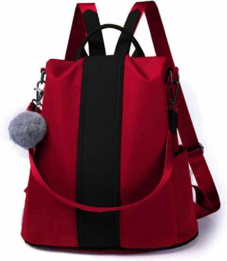 Small 10 L Backpack 3strips RED black Pittu  (Red, Black)