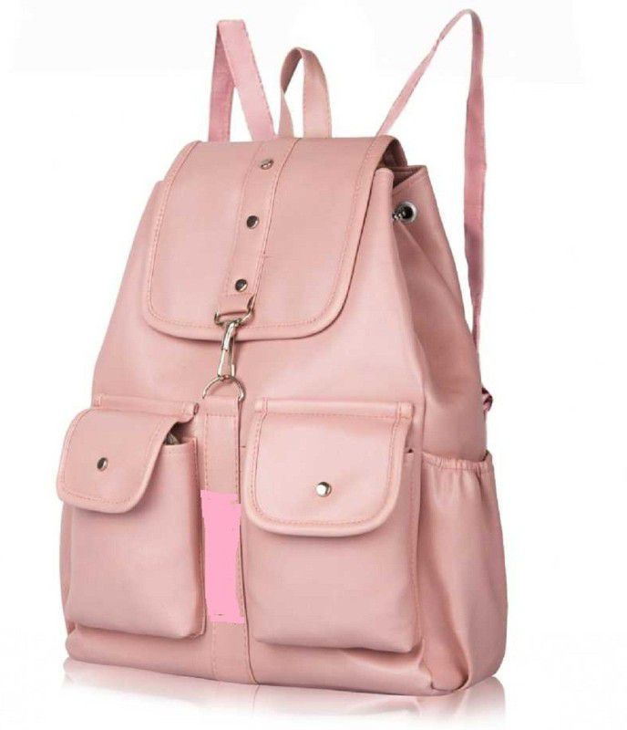 Small 12 L Backpack PU LEATHER BACKPACK  (Pink)
