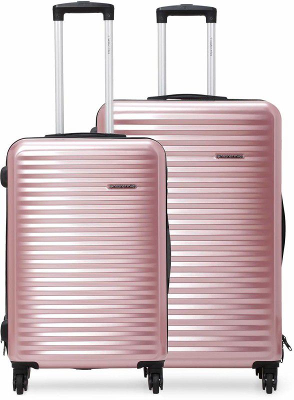 Hard Body Set of 2 Luggage - Monte Carlo Hard-sided Polycarbonate Luggage Set of 2 Rose Gold Trolley Bags - Pink