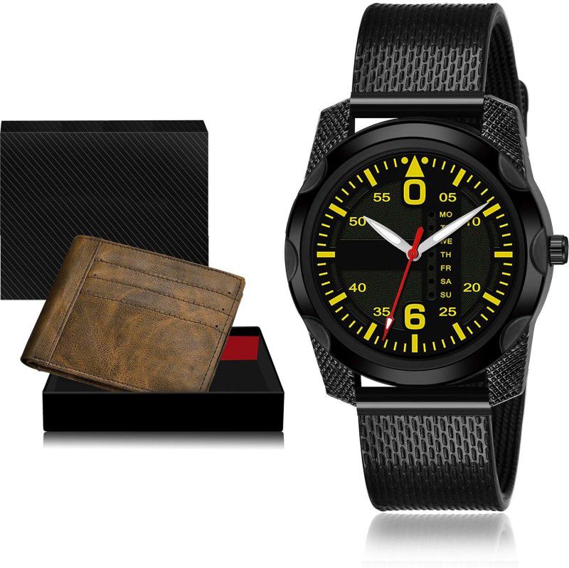 NIKOLA Watch & Wallet Combo  (Brown, Black)