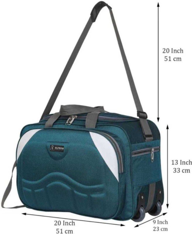 40 L Hand Duffel Bag - Strolly Duffel Bag - Unisex Travel Duffel Luggage Bag with two wheels - Green - Regular Capacity