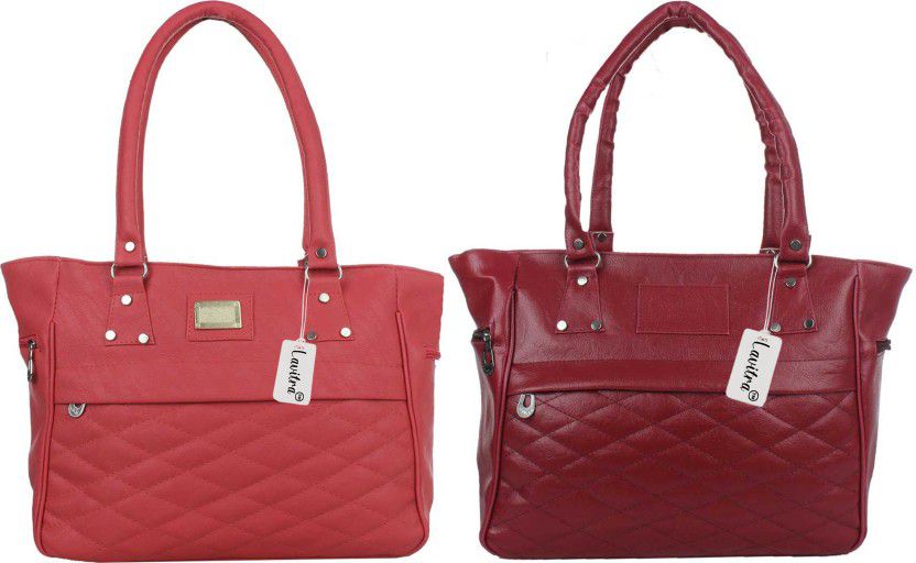 Women Red, Maroon Handbag  (Pack of: 2)