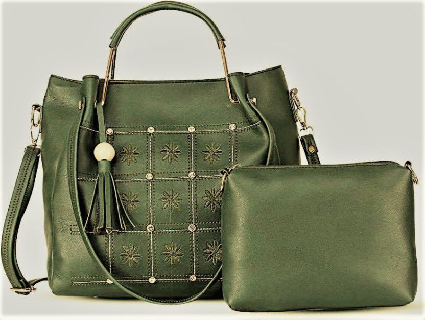 Women Green Handbag - Extra Spacious  (Pack of: 2)