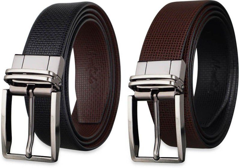 Men Formal, Evening, Party Brown, Black Genuine Leather Reversible Belt