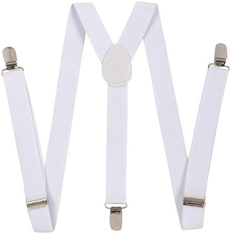 Bsquare Y- Back Suspenders for Boys, Men, Women  (White)