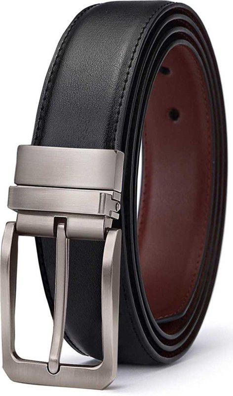 Men Formal, Casual, Party, Evening Black Artificial Leather Reversible Belt