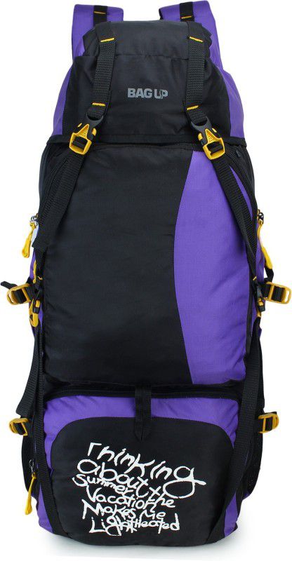 60 Ltrs Print Trekking Mountaineering Rucksack Backpack Travel Spacious Bag Organising Pockets Instrap Credit Card Holder With Two Mesh Pockets Best For Camping Hiking Trekking And Cycling Rucksack - 60 L  (Purple)