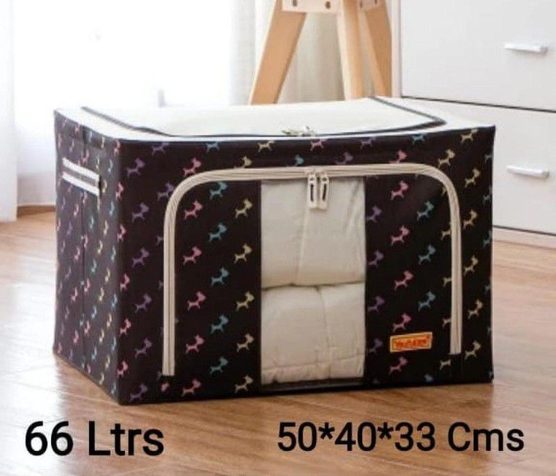 Enetsales 66 litres storage organiser | cupboard organiser | clothes bag organiser Poly-canvas Laundry Bag  (Multicolor)