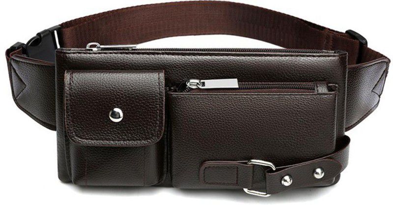 gustave Leather Fanny Bag Waist Bag for for Outdoor Hiking Running Travel Bumbag Belt Waist Bag  (Brown)