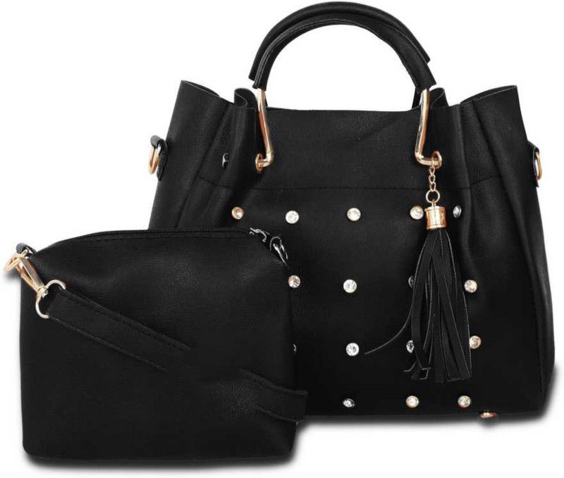 Women Black Handbag - Extra Spacious  (Pack of: 2)