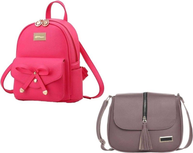 Pink, Multicolor Girls Sling Bag - Medium  (Pack of 2)