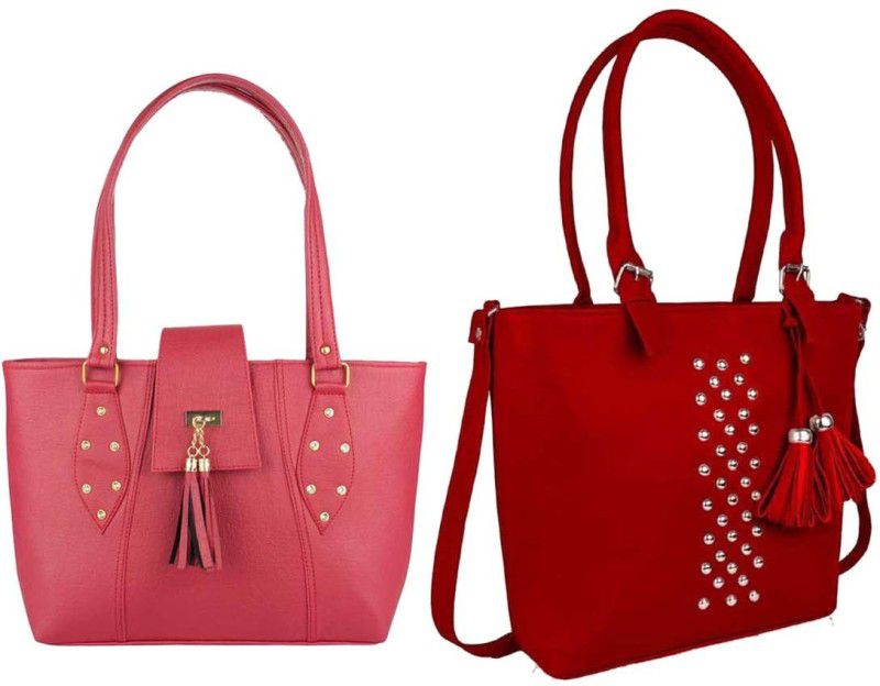 Girls Pink, Red Handbag - Regular Size  (Pack of: 2)
